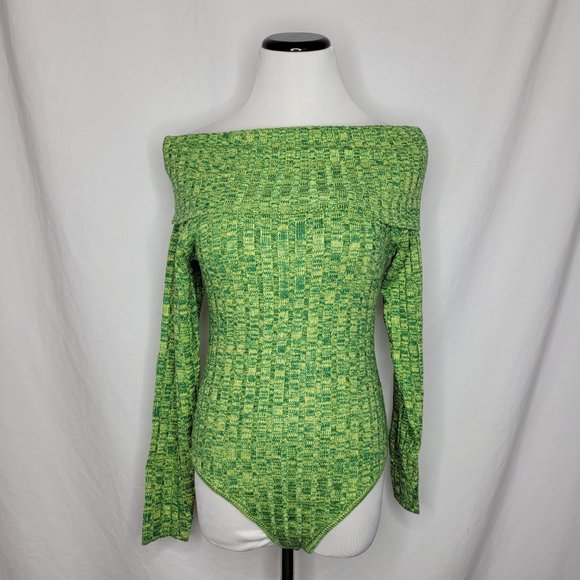 Afrm Turtleneck Bodysuit, Marled Green NWT $78 Size XS - Picture 2 of 7